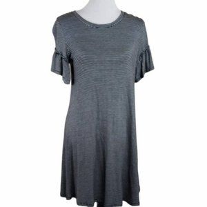 Mossimo XS black/white pinstrip dress w/ruffles